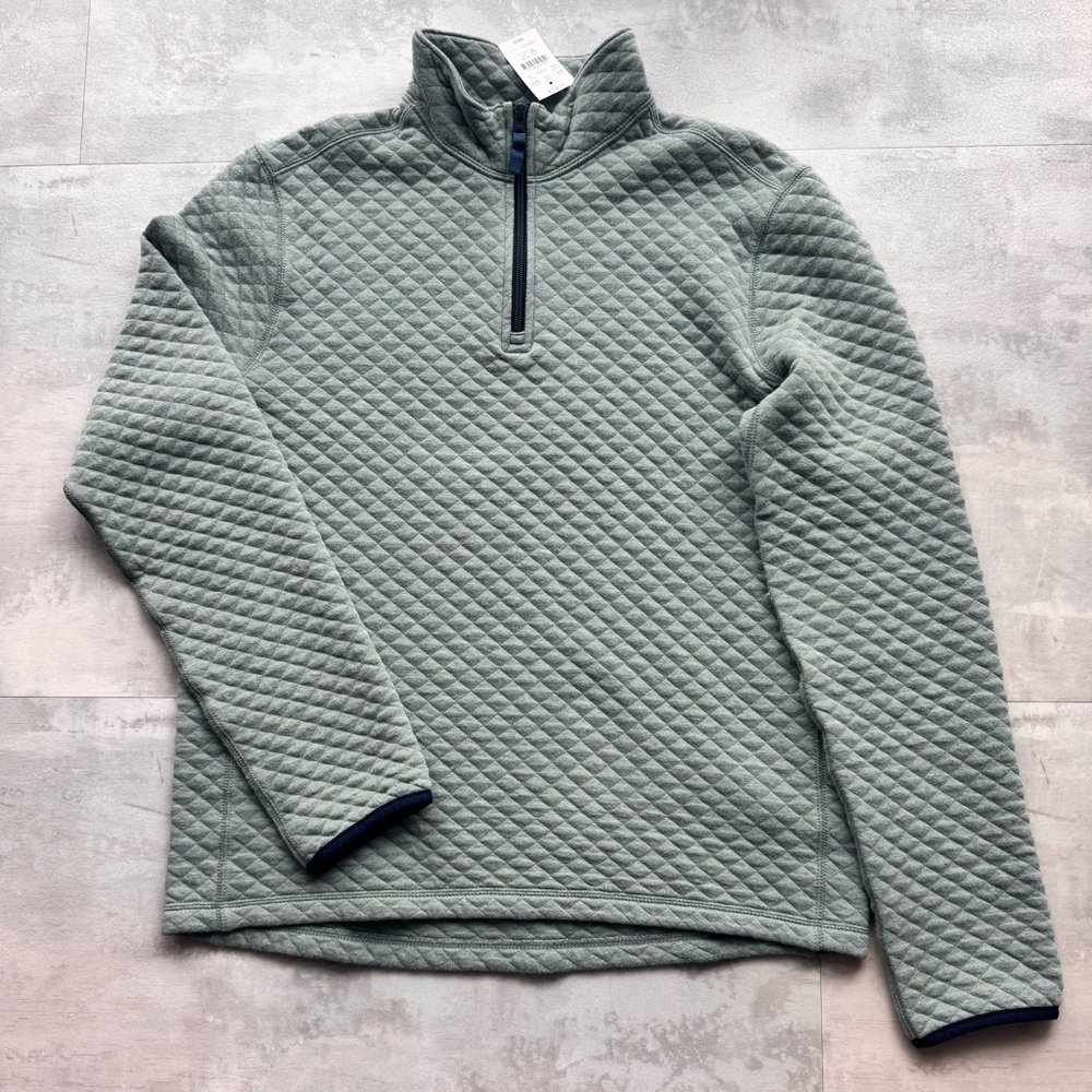 J. Crew Men's Quilted Half-Zip Sweater - Sage Green
